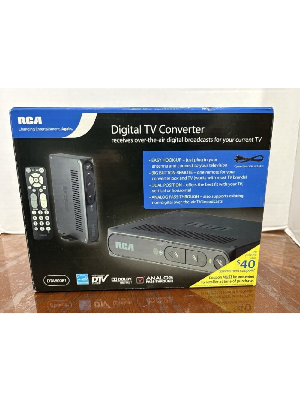 RCA Digital to Analog TV Converter Box DTA800B1 with Remote Over the Air NWT